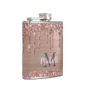 バラ金ゴールドグリッタードリップオンピンクメタルモノグラムの フラスク (右)