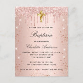 バラ金ゴールドグリッタードリップガールバプテスマ インビテーションポストカード (正面)