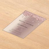 バラ金ゴールドグリッタードリップグラムトレンディーブライダルシャワー アクリル招待状 (レイダウン)