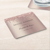 バラ金ゴールドグリッタードリップグラムトレンディーブライダルシャワー スクエアペーパーコースター (アングル)