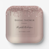 バラ金ゴールドグリッタードリップグラムトレンディーブライダルシャワー ペーパープレート (正面)