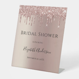 バラ金ゴールドグリッタードリップグラムトレンディーブライダルシャワー 台座サイン