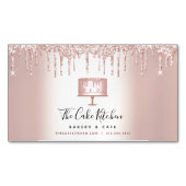 バラ金ゴールドグリッタードリップケーキベーカリーパティシシェフ マグネット名刺 (正面)