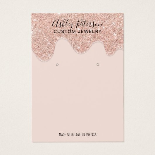 バラ金ゴールドグリッタードリップジュエリーイヤリング表示 (正面)