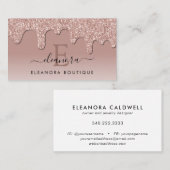 バラ金ゴールドグリッタードリップジュエリーデザイナーモノグラム 名刺 (正面/裏面)