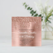 バラ金ゴールドグリッタードリップスとフォイル40th誕生日 招待状 (スタンド正面)