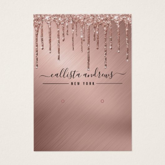 バラ金ゴールドグリッタードリップスイヤリングディスプレイカード (正面)