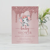 バラ金ゴールドグリッタードリップスキュートエレファントベビーガール 招待状 (スタンド正面)