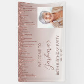 バラ金ゴールドグリッタードリップスクリプトフォト80誕生日 横断幕 (縦)