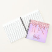 バラ金ゴールドグリッタードリップスグラデーションユニコーンモノグラムの ノートブック (内部)