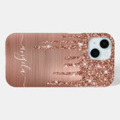 バラ金ゴールドグリッタードリップスグラムガーリー署名 Case-Mate iPhoneケース (裏面 (横))