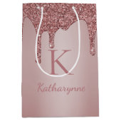 バラ金ゴールドグリッタードリップスグラムスパークルモノグラム ミディアムペーパーバッグ (正面)