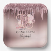 バラ金ゴールドグリッタードリップスサプライズ退職 ペーパープレート (正面)