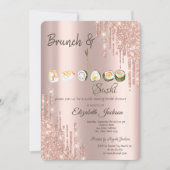 バラ金ゴールドグリッタードリップスシブライダルシャワー 招待状 (正面)