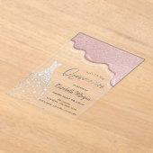 バラ金ゴールドグリッタードリップスダイヤモンドドレスキンセアニラ アクリル招待状 (レイダウン)