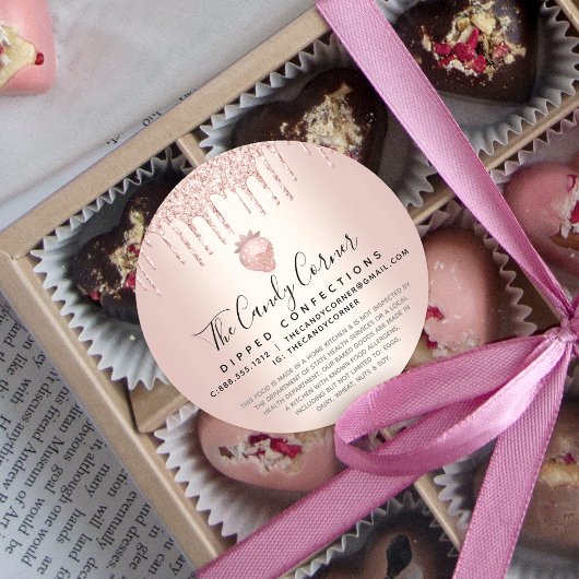 バラ金ゴールドグリッタードリップストロベリーコンフェクション ラウンドシール