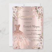 バラ金ゴールドグリッタードリップスドレスフラワーズキンセアニラ 招待状 (正面)