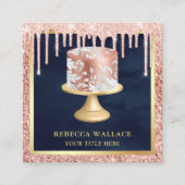 バラ金ゴールドグリッタードリップスピンクケ華美ーキベーカリー スクエア名刺 (正面)