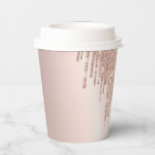 バラ金ゴールドグリッタードリップスピンクフラミンゴベビーシャワー 紙コップ (裏面)