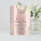 バラ金ゴールドグリッタードリップスボホフラワーズ50誕生日 招待状 (スタンド正面)