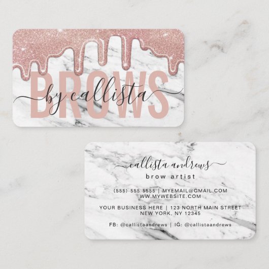 バラ金ゴールドグリッタードリップスマーブルアイブロウアーティスト 名刺 (正面/裏面)