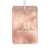 バラ金ゴールドグリッタードリップスモノグラムパーソナライズされた カーエアーフレッシュナー (裏面)