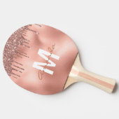バラ金ゴールドグリッタードリップスモノグラムパーソナライズされた 卓球ラケット (横)