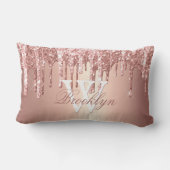 バラ金ゴールドグリッタードリップスモノグラム名 ランバークッション (裏面)