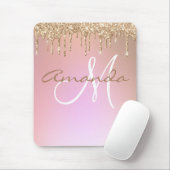 バラ金ゴールドグリッタードリップスモノグラム マウスパッド (マウス)