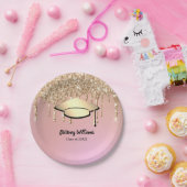 バラ金ゴールドグリッタードリップス卒業をテーマ ペーパープレート (パーティー)