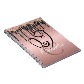 バラ金ゴールドグリッタードリップス抽象芸術ラッシュモノグラム ノートブック (右側)