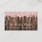 バラ金ゴールドグリッタードリップス素朴ウッドアンティーククラフト 名刺 (正面)