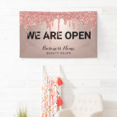 バラ金ゴールドグリッタードリップス美しいサロンWe are Open B 横断幕 (インサイチュ)
