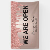 バラ金ゴールドグリッタードリップス美しいサロンWe are Open B 横断幕 (縦)