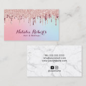 バラ金ゴールドグリッタードリップス美容師メイクアップアーティスト 名刺 (正面/裏面)