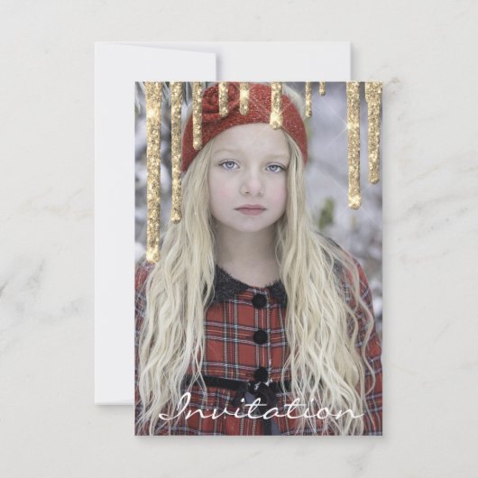 バラ金ゴールドグリッタードリップス誕生日パーツスウィート 招待状 (裏面)