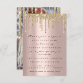 バラ金ゴールドグリッタードリップス誕生日パーツスウィート 招待状 (正面/裏面)