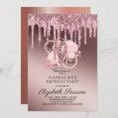 バラ金ゴールドグリッタードリップス40thサプライズ誕生日 招待状 (正面/裏面)