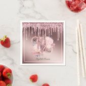 バラ金ゴールドグリッタードリップス50誕生日サプライズ スタンダードカクテルナプキン (インサイチュ)