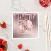 バラ金ゴールドグリッタードリップス50誕生日サプライズ スタンダードカクテルナプキン (インサイチュ)