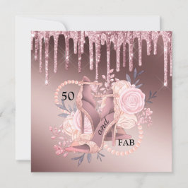 バラ金ゴールドグリッタードリップス50誕生日サプライズ 招待状