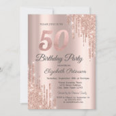 バラ金ゴールドグリッタードリップス50th誕生日パーティー 招待状 (正面)