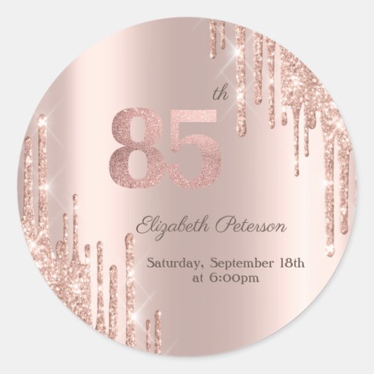 バラ金ゴールドグリッタードリップス85thバースデーパーティー ラウンドシール (正面)