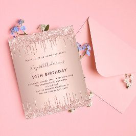 バラ金ゴールドグリッタードリップバジェット誕生日招待