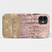バラ金ゴールドグリッタードリップバラ金ゴールドと金ゴールドストライプ Case-Mate iPhoneケース (裏面(横))