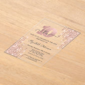 バラ金ゴールドグリッタードリップバラ金ゴールド10誕生日 アクリル招待状 (レイダウン)