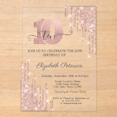 バラ金ゴールドグリッタードリップバラ金ゴールド10誕生日 アクリル招待状 (正面)