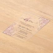 バラ金ゴールドグリッタードリップバラ金ゴールド40th誕生日 アクリル招待状 (レイダウン)