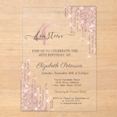 バラ金ゴールドグリッタードリップバラ金ゴールド40th誕生日 アクリル招待状 (正面)