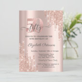 バラ金ゴールドグリッタードリップバラ金ゴールド50誕生日 招待状 (スタンド正面)